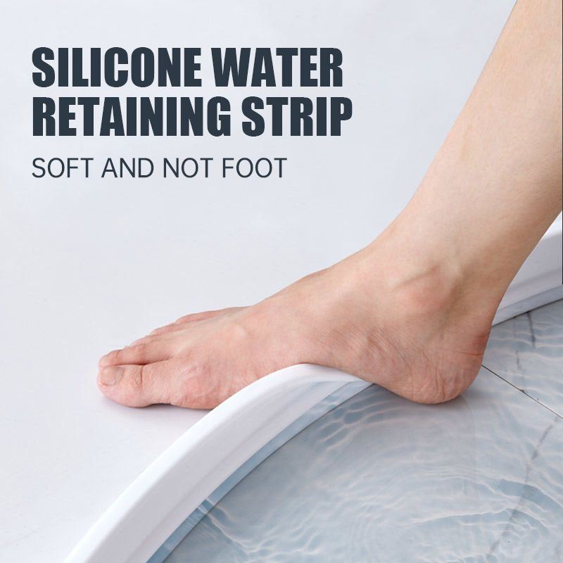 Toilet Bathroom Water Retaining Strip Shower Room Wet Dry Separation Water Barriers Self-adhesive Washing Machine Water Stopper White