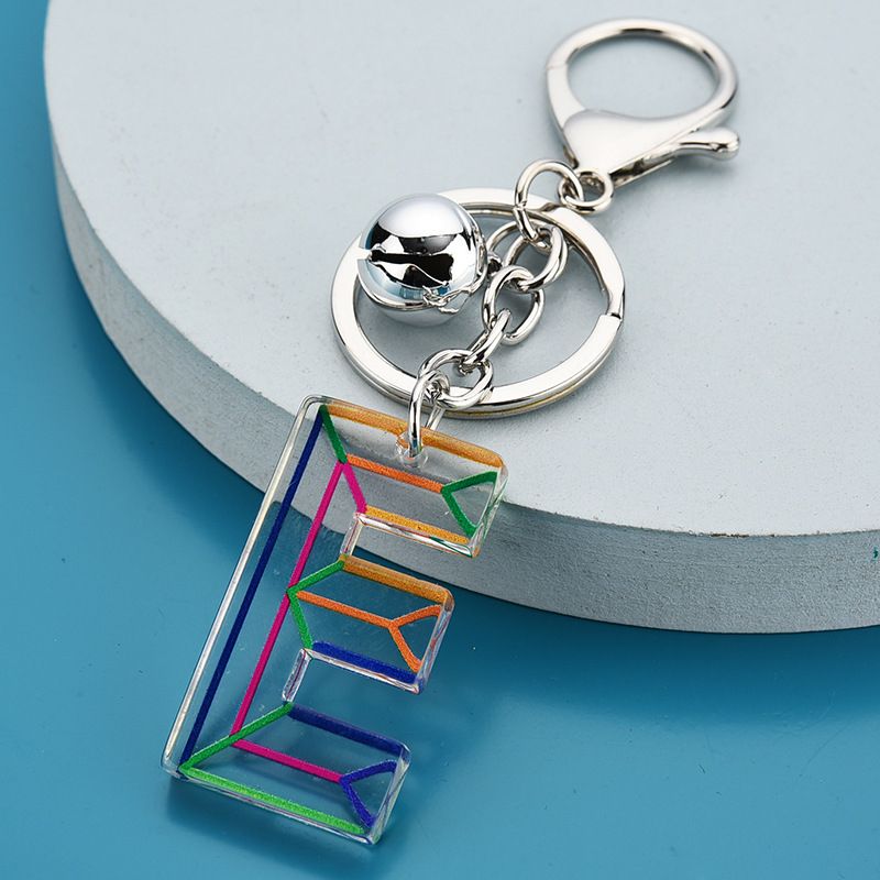 Letter Pendant Keychains Resin Key Chains Rings For Women Cute Car Acrylic Glitter Keyring Holder Charm Bag Couple Bag Gifts E
