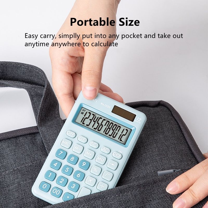 Portable Calculator For Home Office Calculators Solar Battery Dual Power Fashion Color Calculating Machine Stationery Blue