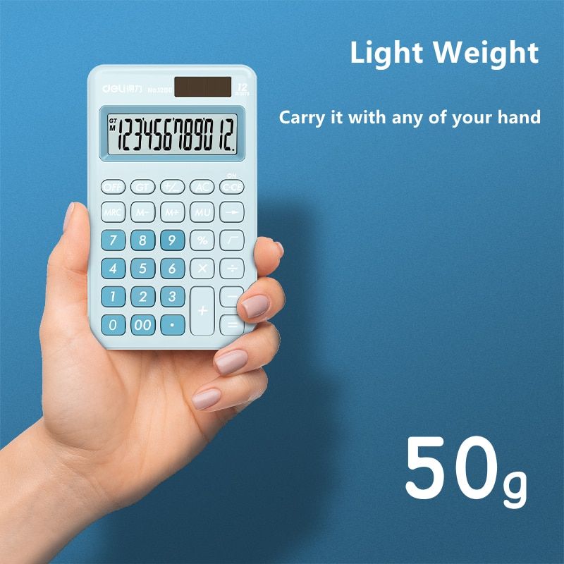 Portable Calculator For Home Office Calculators Solar Battery Dual Power Fashion Color Calculating Machine Stationery Blue