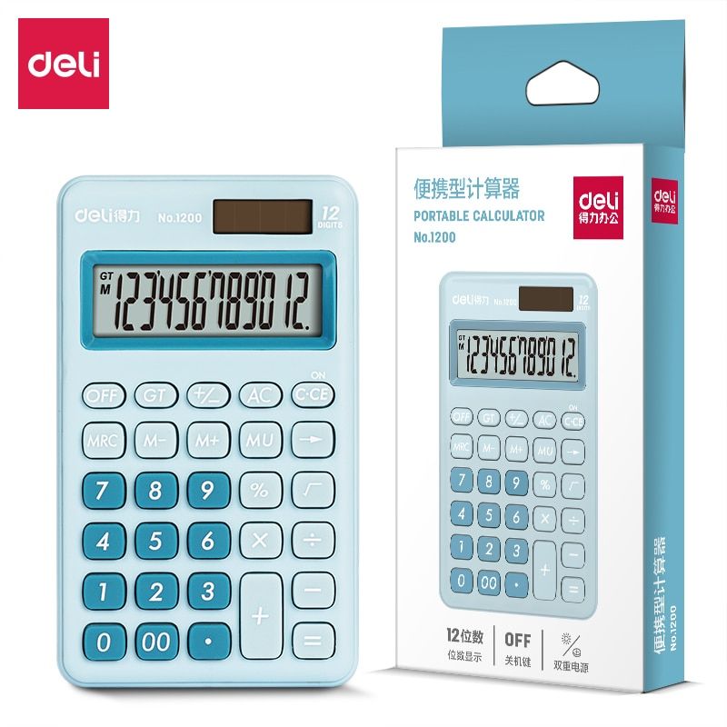 Portable Calculator For Home Office Calculators Solar Battery Dual Power Fashion Color Calculating Machine Stationery Blue