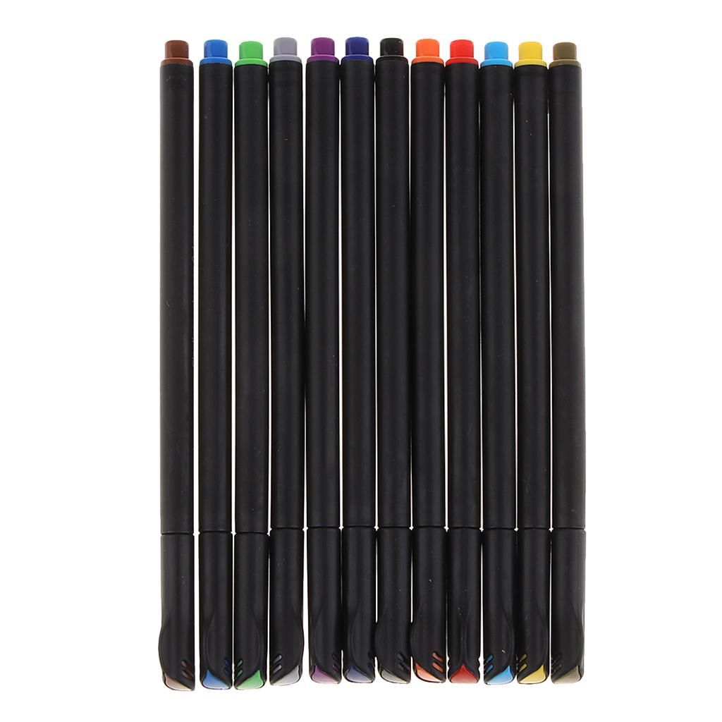 12Pcs Fineliners Water Based  Pens Children Drwaing Diary