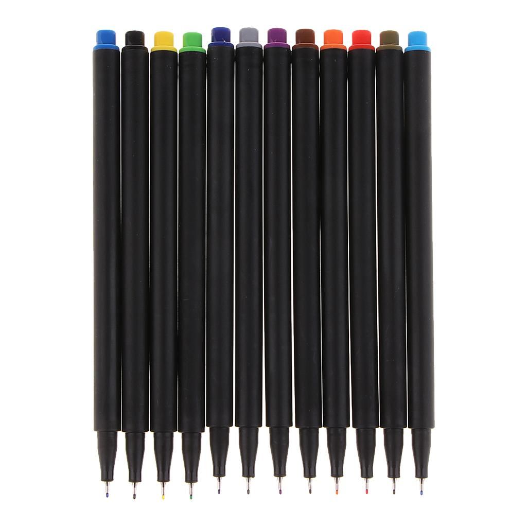 12Pcs Fineliners Water Based  Pens Children Drwaing Diary