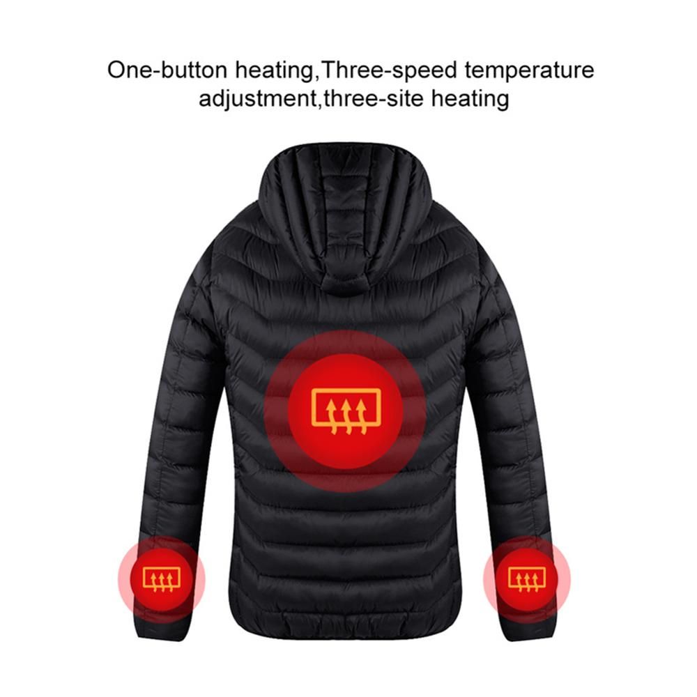 Electric Heated Vest Jackets Down Down Cotton Outdoor Coat Hooded Winter Thermal Warmer Jackets Winter Outdoor-Blue