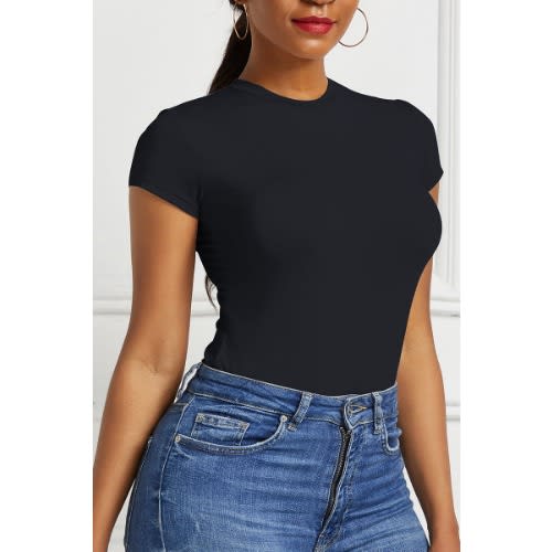 Short Sleeve Bodysuit- Black