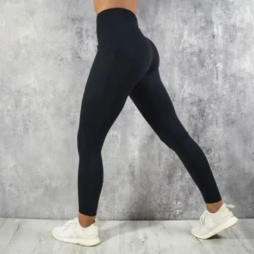 Plain Stretchy Leggings - Black