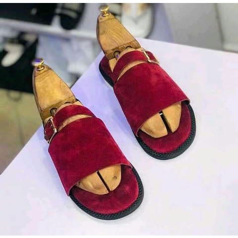 Classy Male Oxblood Suede Leather Slippers