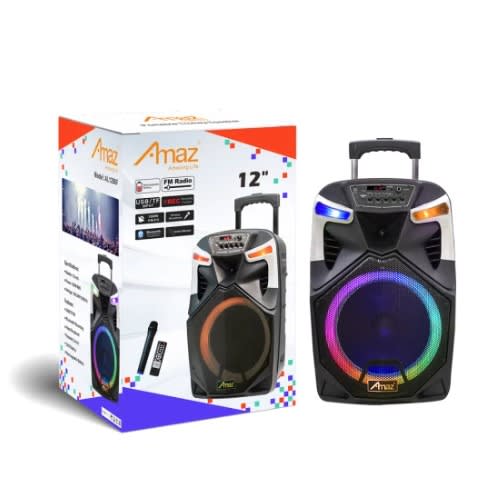 Amaz Bluetooth Outdoor  Portable Wireless Karaoke Bass  - Black - 12"inches