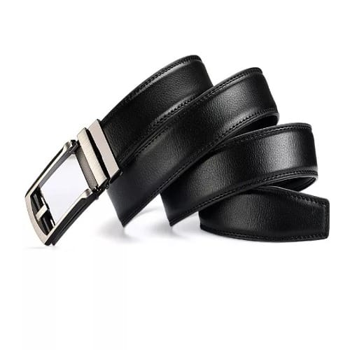 Men's Leather Buckle Belt - Black
