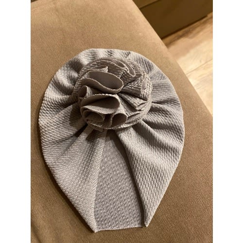 Flower Elastic And Comfortable Baby Girls Hairwear Turbans - Grey