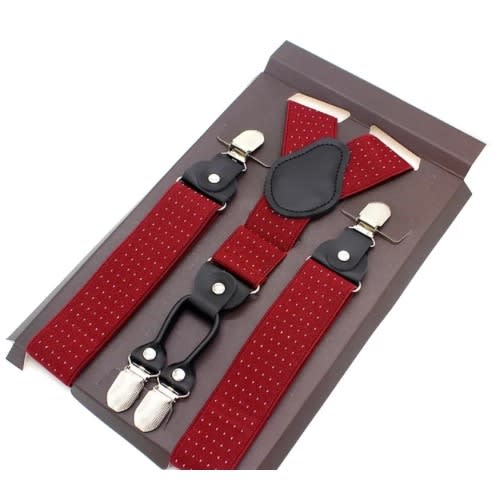 Men's Dotted Suspender  - Wine
