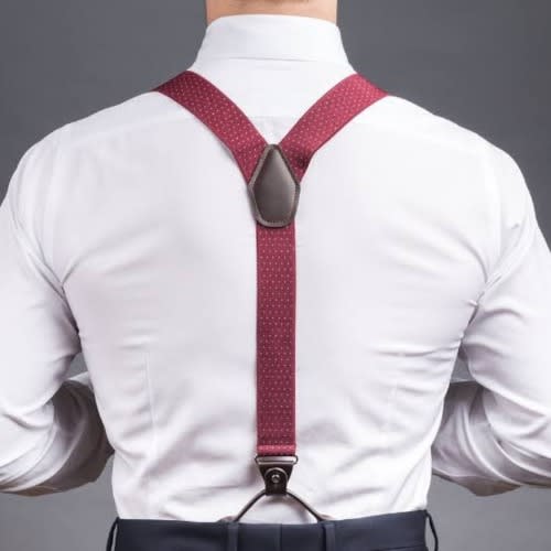 Men's Dotted Suspender  - Wine
