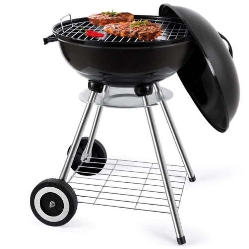 Outdoor Portable Charcoal Grill For Outdoor Cooking - Stainless Steel With Wheels