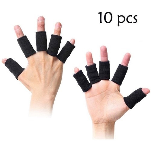 10 Pcs Finger Sleeves Protectors Thumb Brace Support - Black