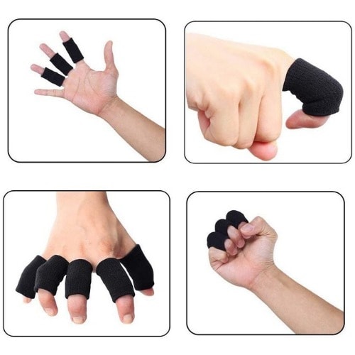 10 Pcs Finger Sleeves Protectors Thumb Brace Support - Black