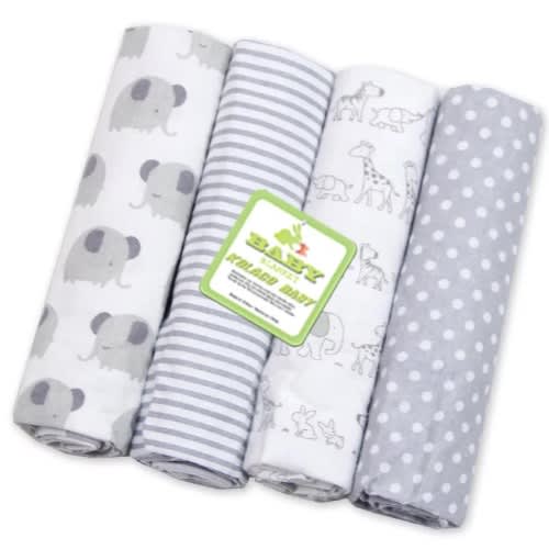 Baby Receiving Blanket - Flannel - Grey Color