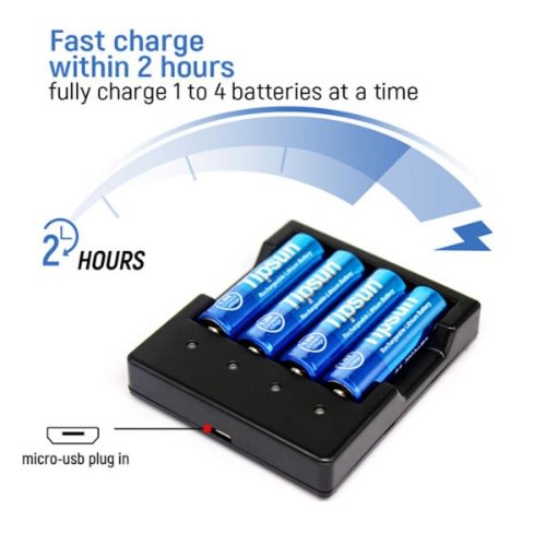 Tipsun 1.5v Aa 4pcs Rechargeable Battery With Charger