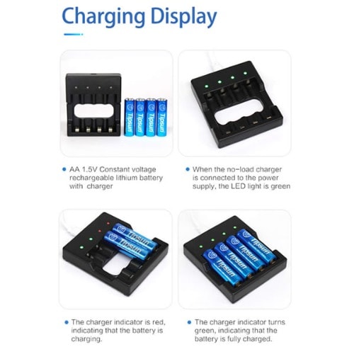 Tipsun 1.5v Aa 4pcs Rechargeable Battery With Charger