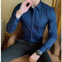 5pcs Exotic Longsleeve Shirt - Pink -  Black - Wine - Sky Blue - Navy Blue