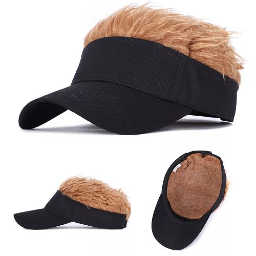 Baseball Cap With Wig - Unisex - Brown
