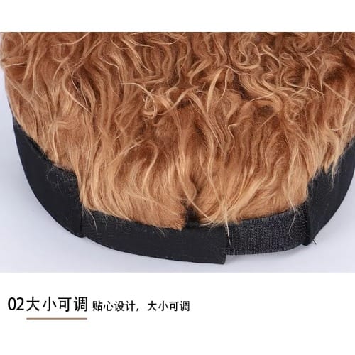 Baseball Cap With Wig - Unisex - Brown