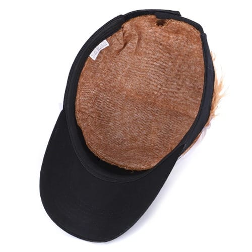 Baseball Cap With Wig - Unisex - Brown