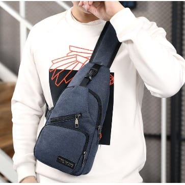 Unisex Chest Body Bag With Mini Usb Port - 36 × 16cm