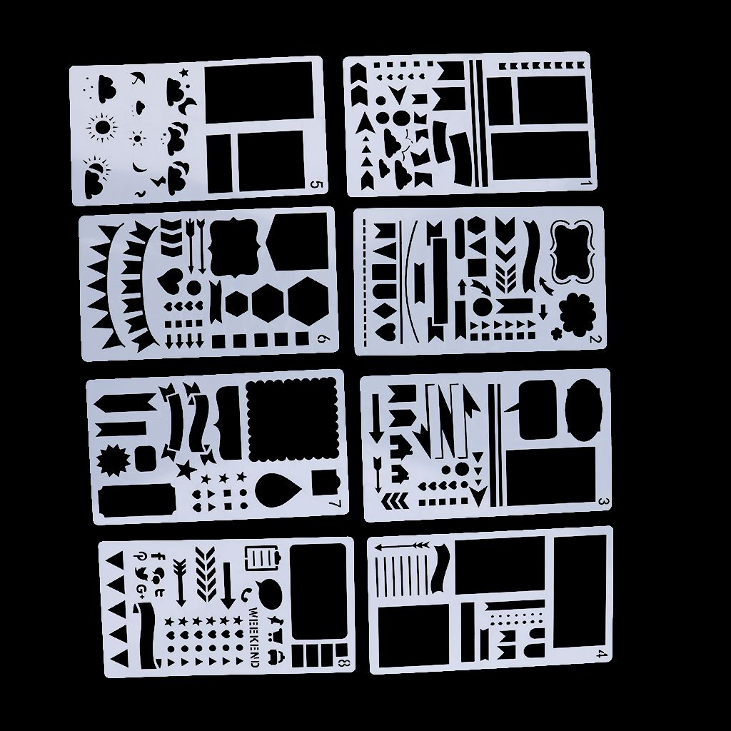 20 Pieces  Journal Stencils Drawing Template For