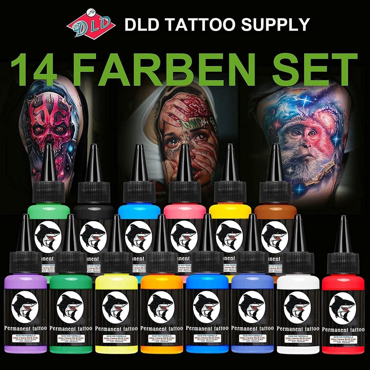 14Pcs Tattoo Ink Set 1 Oz 30ml\/Bottle Inks Pigment Kit For