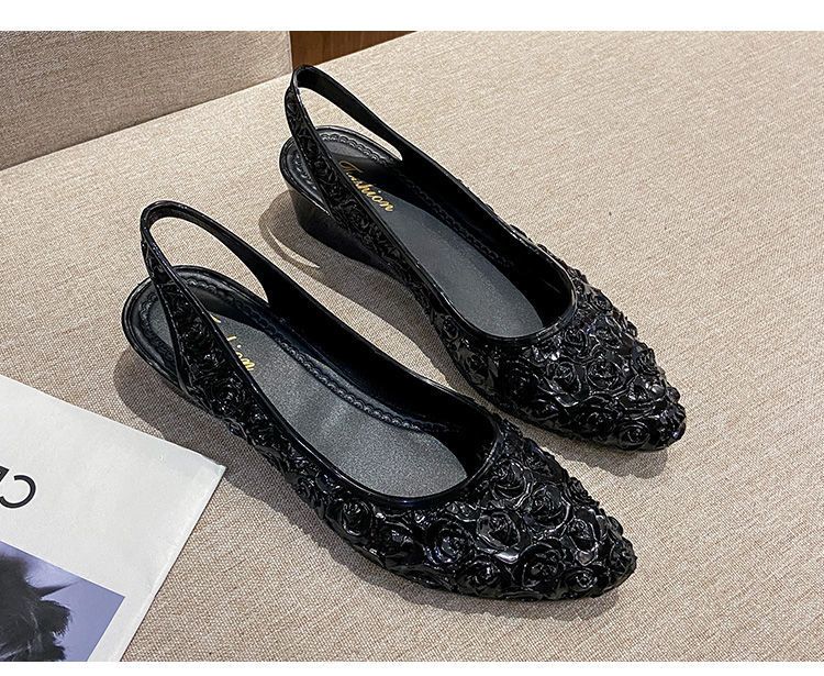 Sandals Women's Wedge Slip Soft Bottom Beach Jelly Shoes Black