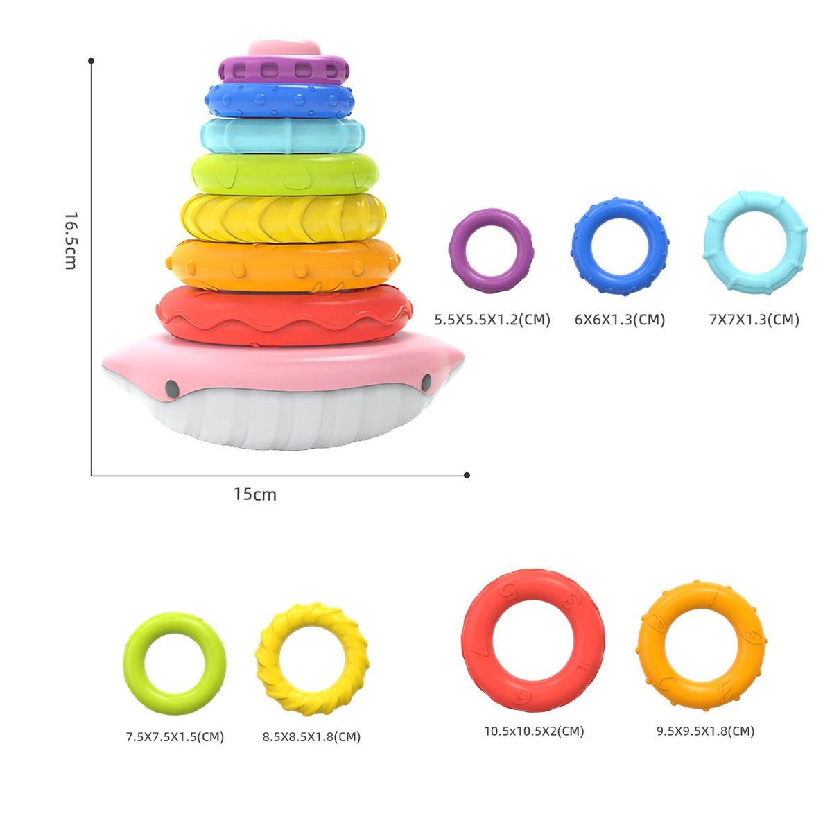 Baby Toy Tower Circle Block Stacking Toy Pink