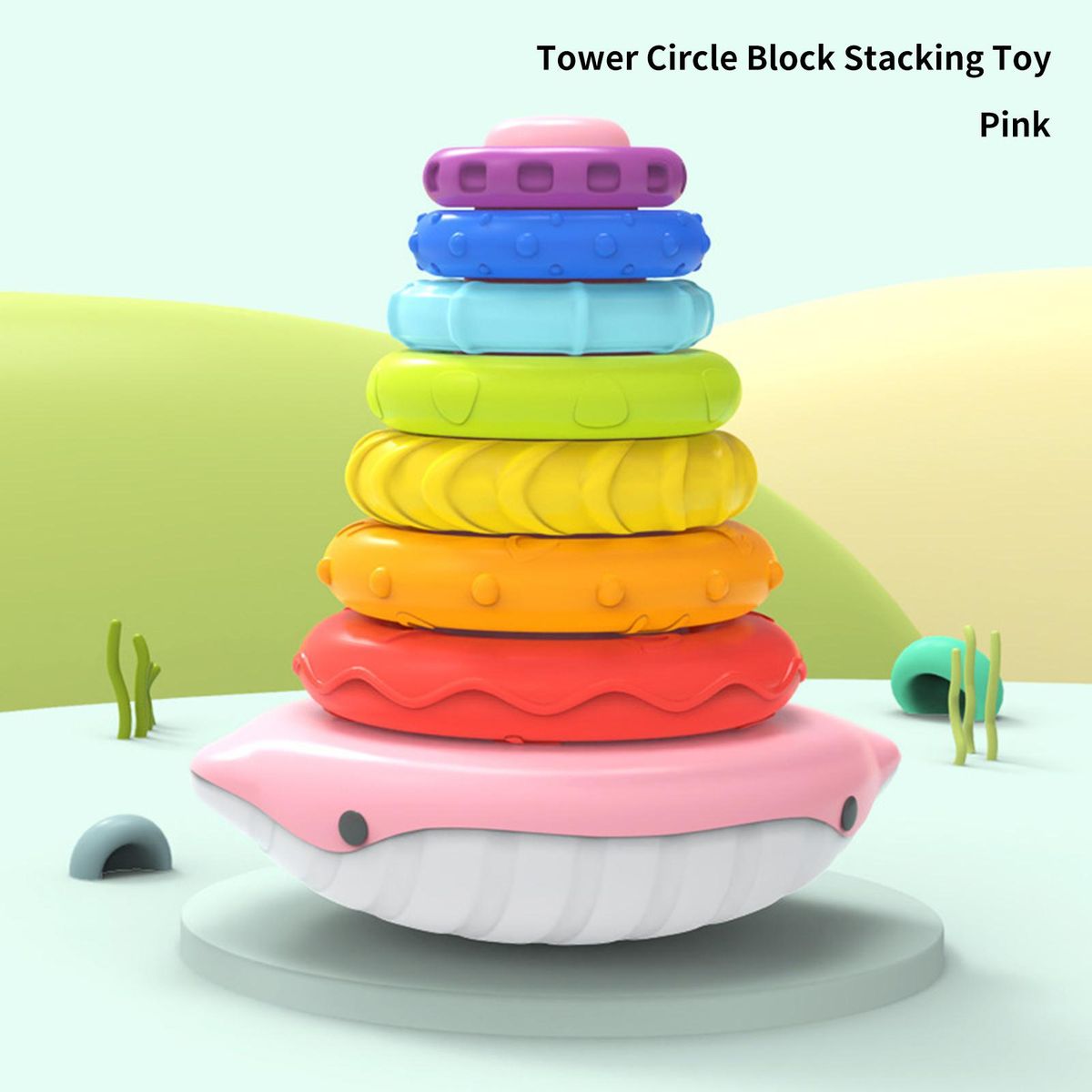 Baby Toy Tower Circle Block Stacking Toy Pink