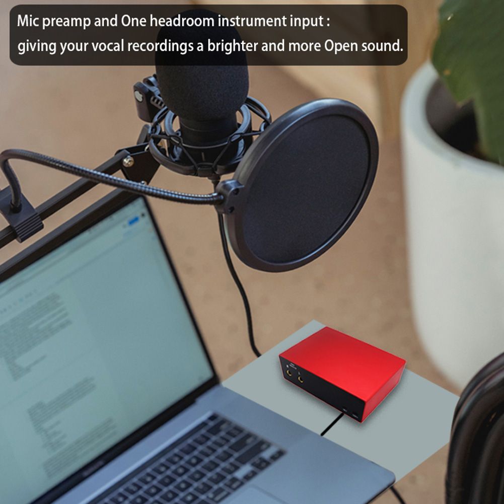 Audio Interface Sound Card With Monitoring Electric Guitar Live Recording Professional Sound Card For Studio Singing Mic Preamp