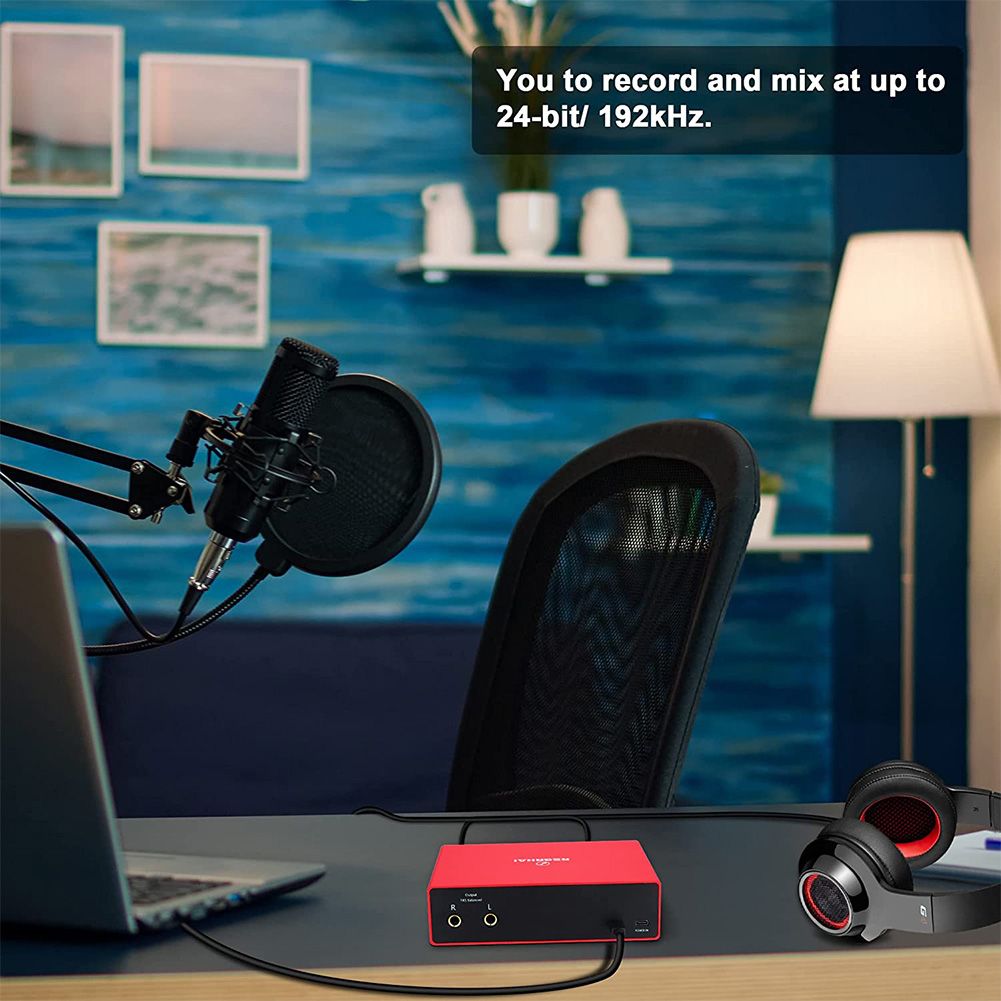 Audio Interface Sound Card With Monitoring Electric Guitar Live Recording Professional Sound Card For Studio Singing Mic Preamp