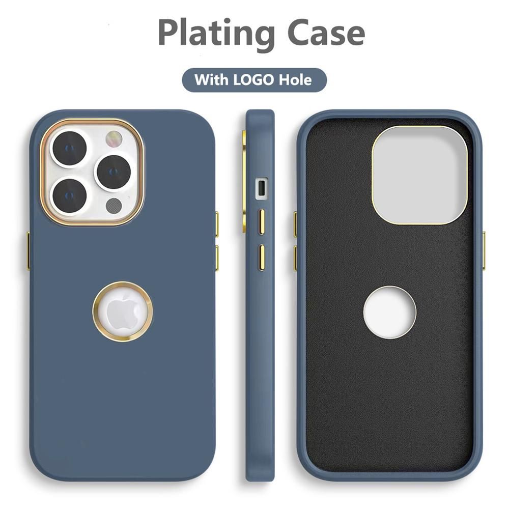 Luxury plating logo hole shockproof hybrid Case for iPhone 14 13 12 11 pro Max 14 plus 14pro soft silicone bumper armor cover