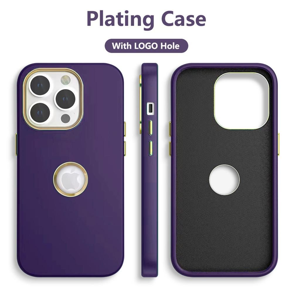Luxury plating logo hole shockproof hybrid Case for iPhone 14 13 12 11 pro Max 14 plus 14pro soft silicone bumper armor cover