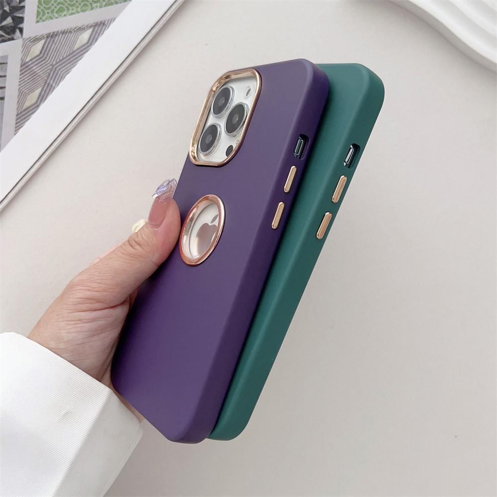 Luxury plating logo hole shockproof hybrid Case for iPhone 14 13 12 11 pro Max 14 plus 14pro soft silicone bumper armor cover