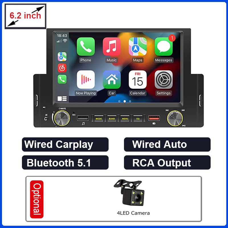Car Radio 1 Din 6.2