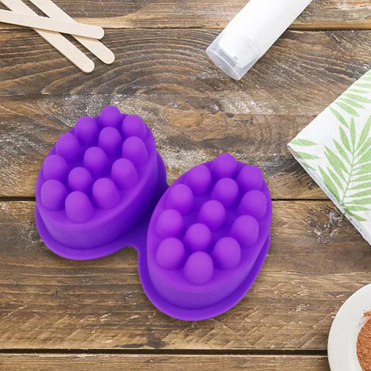 Silicone  Bar  Mold 2 Cavities DIY Handmade Soaps Making 3D