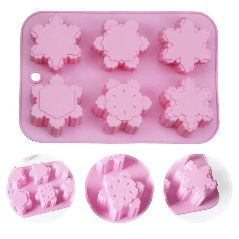 Christmas Snowflake Silicone mold 6 holes Christmas train Cake Mold DIY Handmade Soap Mold Reusable Cake Decoration Resin Molds
