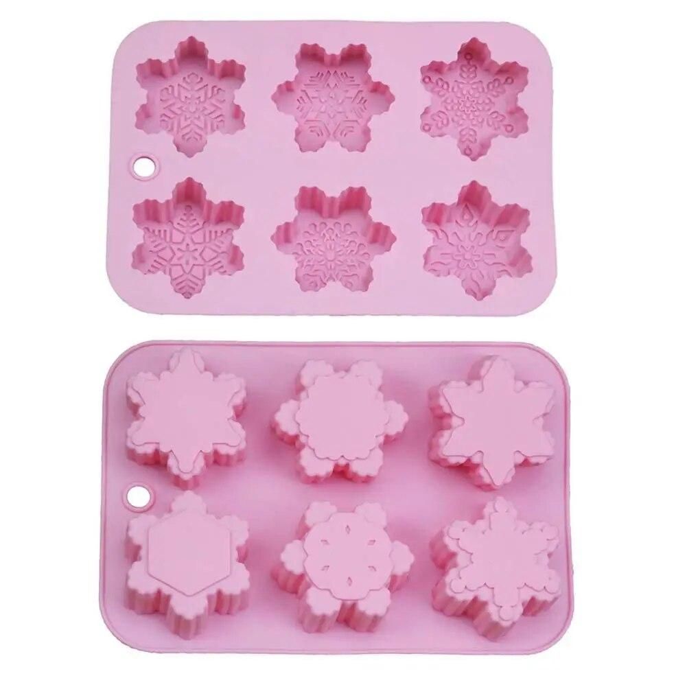 Christmas Snowflake Silicone mold 6 holes Christmas train Cake Mold DIY Handmade Soap Mold Reusable Cake Decoration Resin Molds