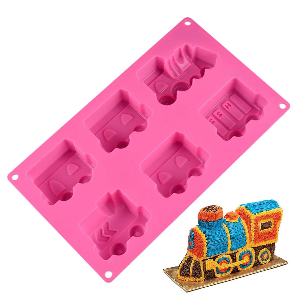 Christmas Snowflake Silicone mold 6 holes Christmas train Cake Mold DIY Handmade Soap Mold Reusable Cake Decoration Resin Molds