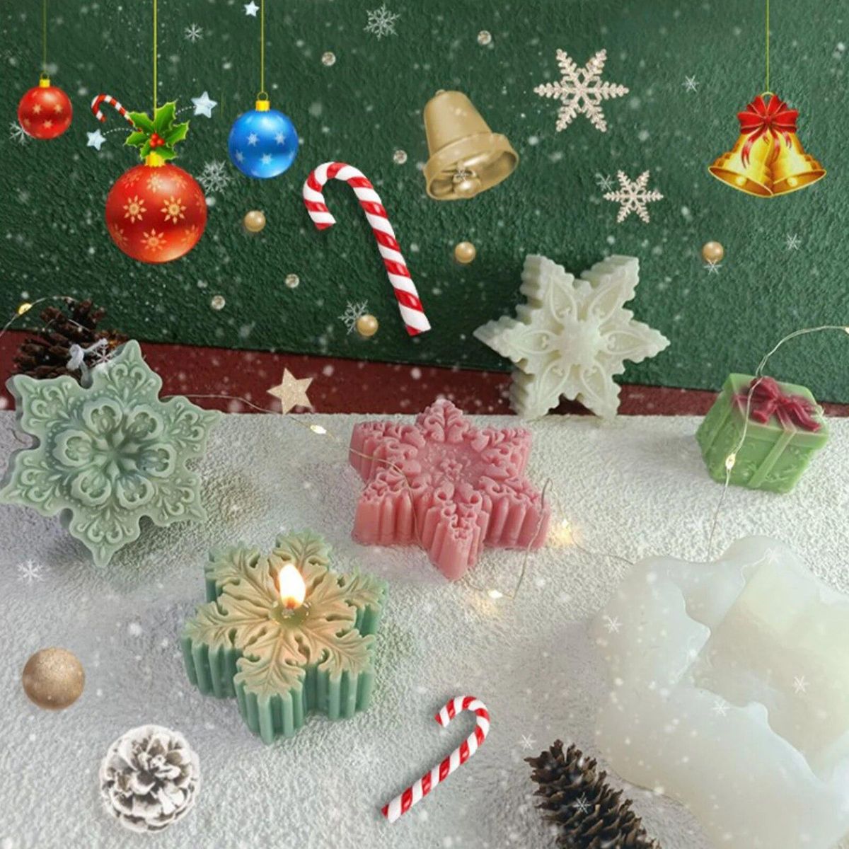 Christmas Snowflake Silicone mold 6 holes Christmas train Cake Mold DIY Handmade Soap Mold Reusable Cake Decoration Resin Molds