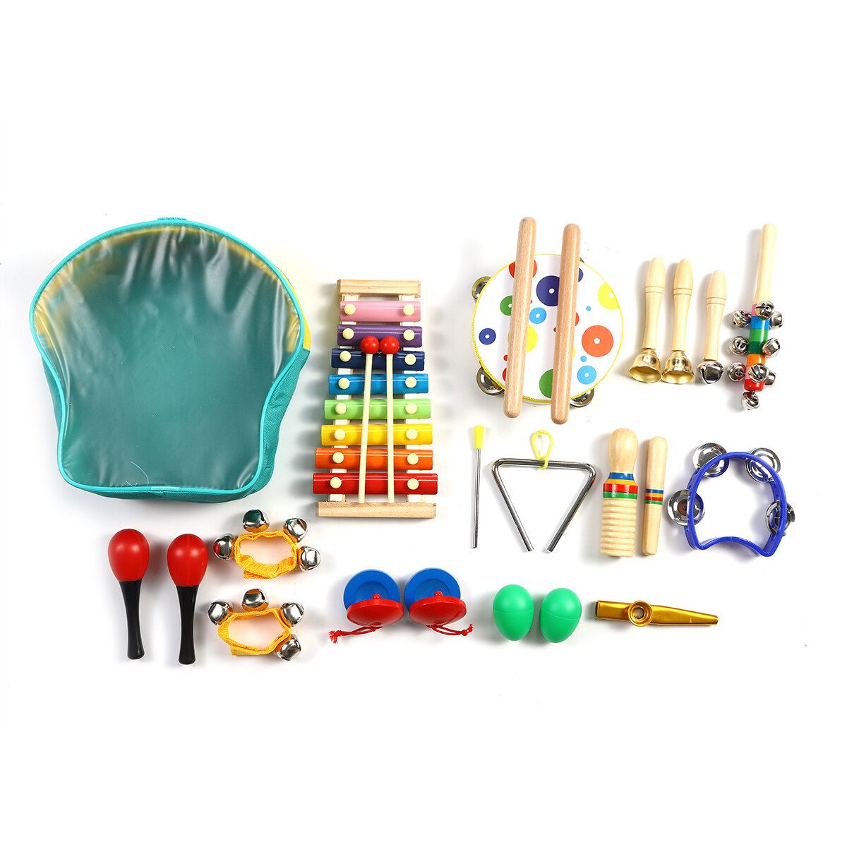 8/19Pcs Kids Children Musical Instrument Toys Set Drum Bell Hammer Trumpet Gift 19Pcs