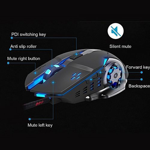 Koaisd Computer Accessories Wired LED Light Optical 1600DPI Gaming Mute Mouse Mice For PUBG