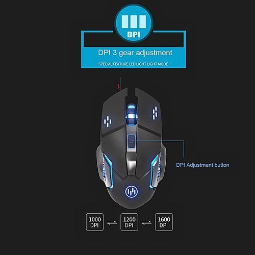 Koaisd Computer Accessories Wired LED Light Optical 1600DPI Gaming Mute Mouse Mice For PUBG