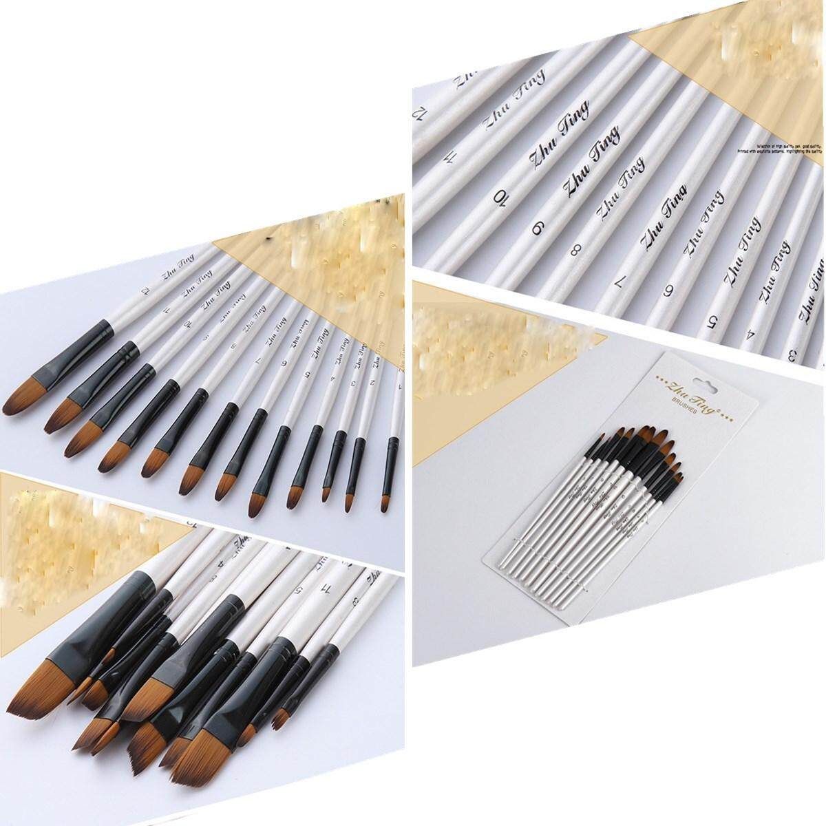 24PCS Artist Nylon Hair Paint Brush Art Watercolor Acrylic Oil Supplies