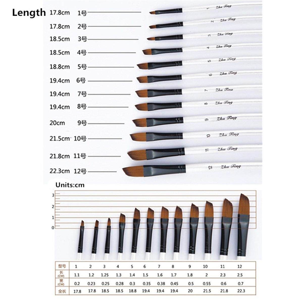 24PCS Artist Nylon Hair Paint Brush Art Watercolor Acrylic Oil Supplies