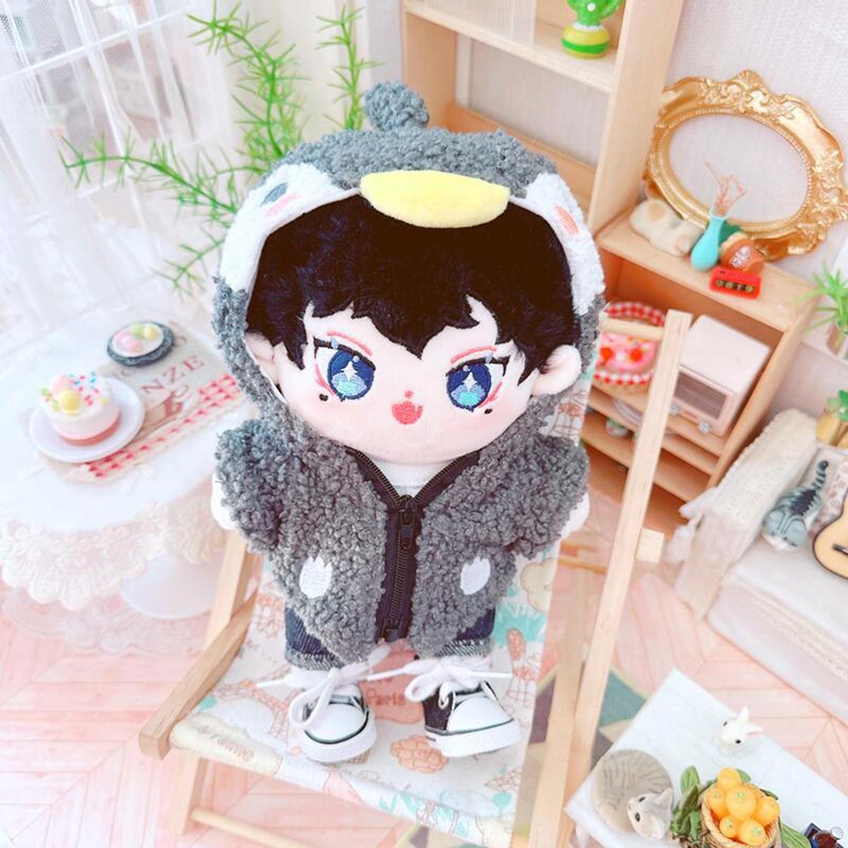 Idol Doll Clothing Doll Jacket 20cm Stuffed Idol Doll Clothes Grey