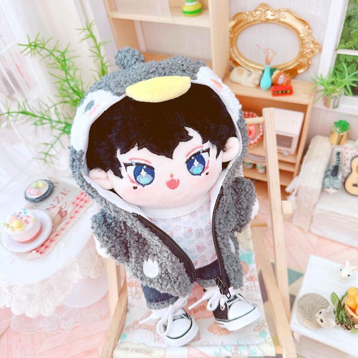 Idol Doll Clothing Doll Jacket 20cm Stuffed Idol Doll Clothes Grey